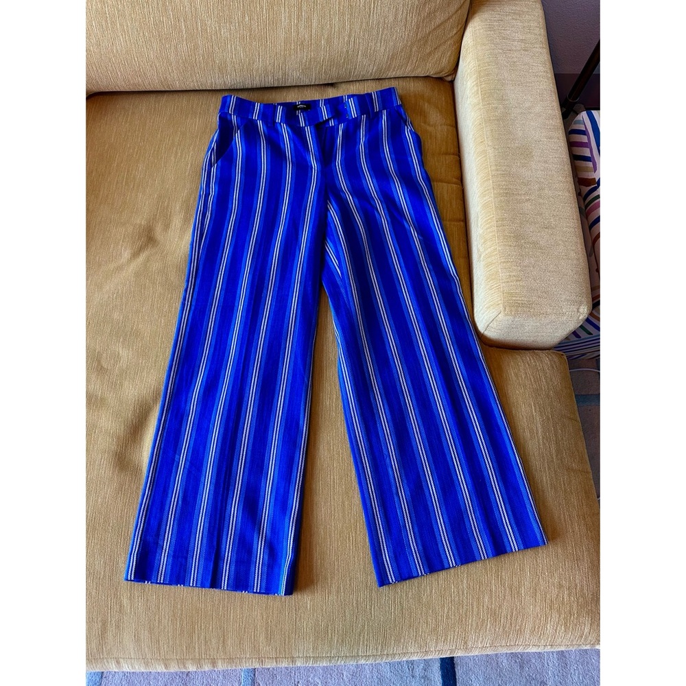 EXPRESS EDITOR MID RISE STRIPED RELAXED TROUSER PANT